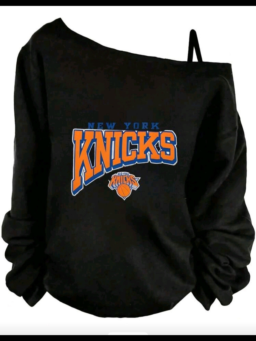 New York Knicks Black Off-Shoulder t-shirt